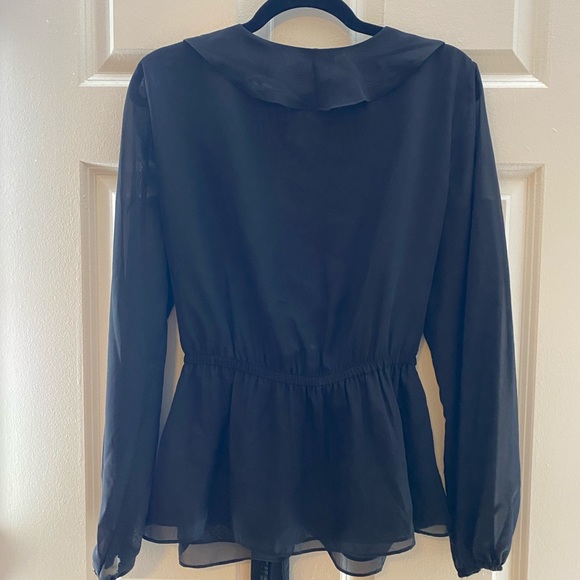 Max Studio Ruffle Trim Tie Waist Blouse - Picture 8 of 10